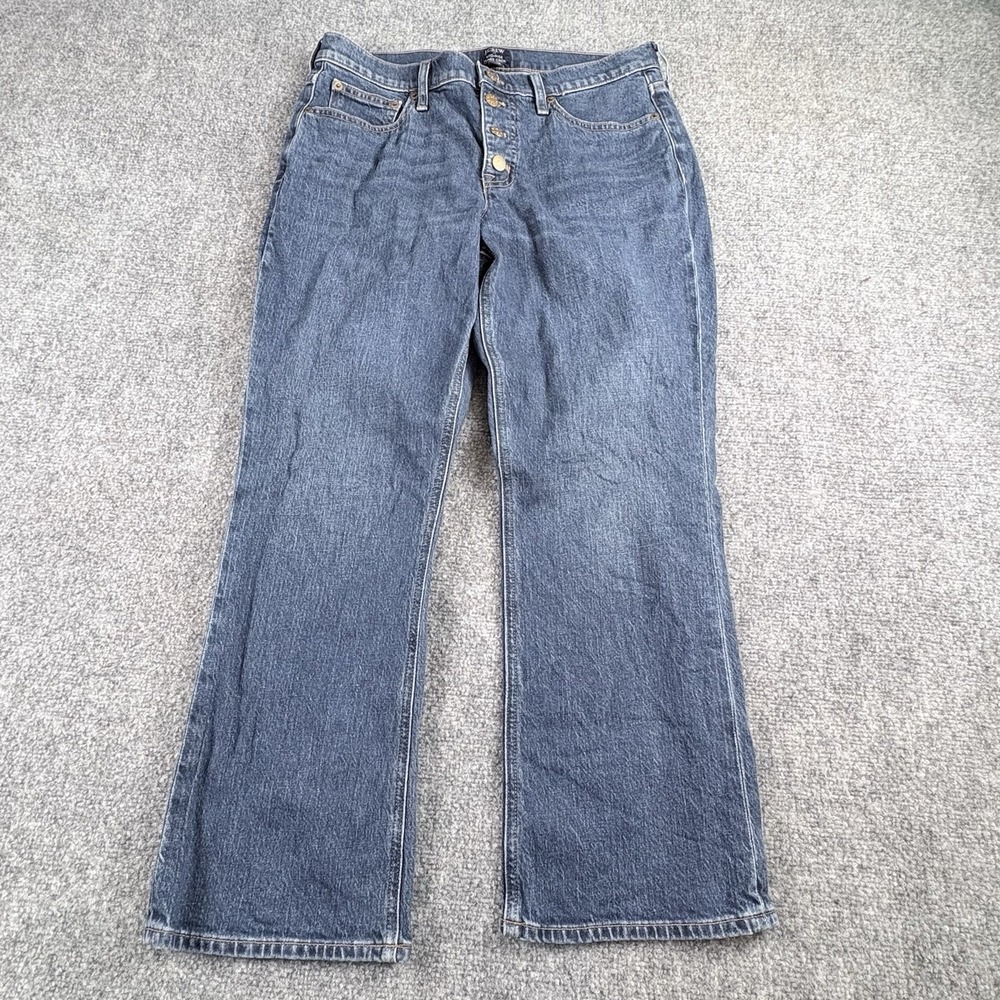 J.Crew Flare Crop Jeans Women's 29 Blue Button Fly Y2K Boho Retro Preppy Coastal